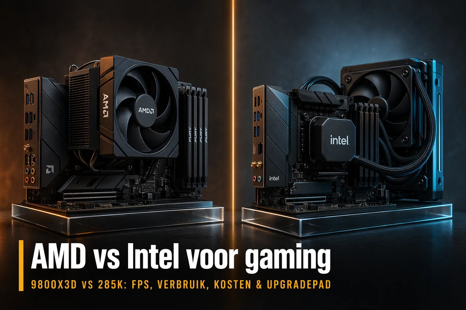 AMD Ryzen en Intel Core Ultra naast elkaar op testbench