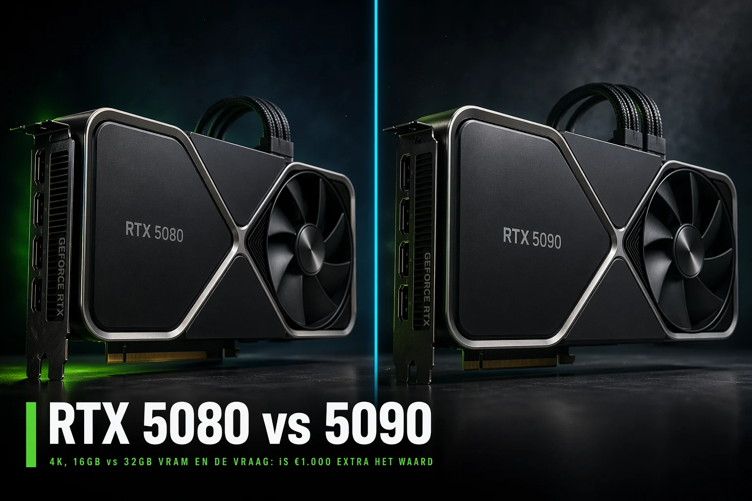 RTX 5080 en 5090 naast elkaar