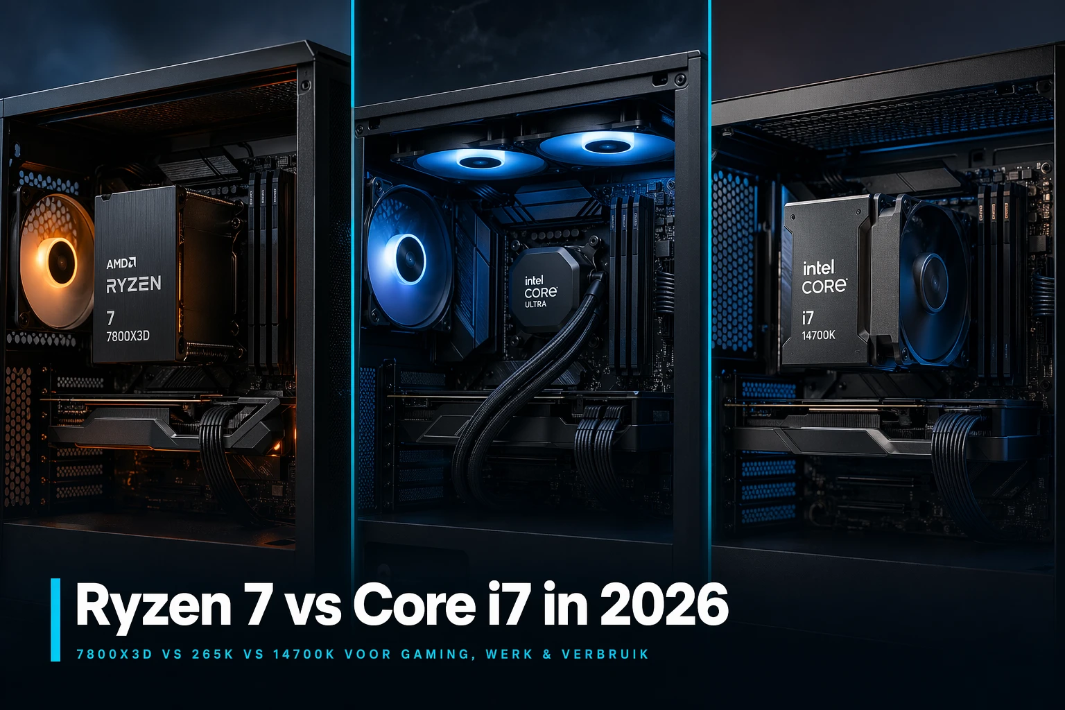 AMD Ryzen 7 en Intel Core i7 CPU's naast elkaar